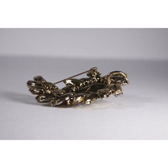 LARGE Rhinestone brooch / pendant champagne, honey and Aurora Borealis colours, - Picture 7 of 10